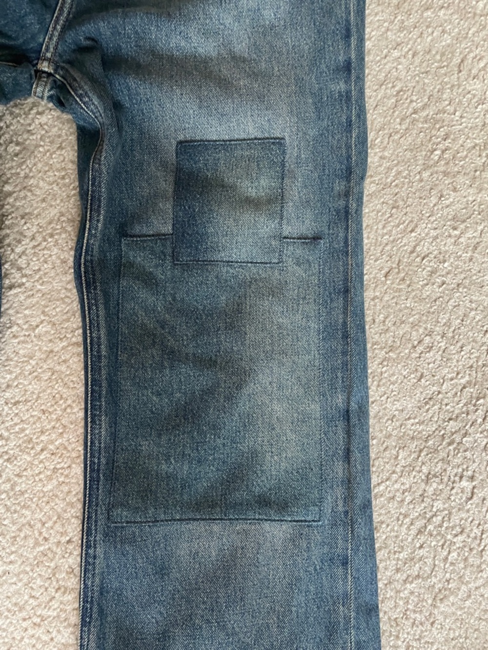 Good American Dark Blue Patchwork Wide Leg Jeans - Picture 3 of 5